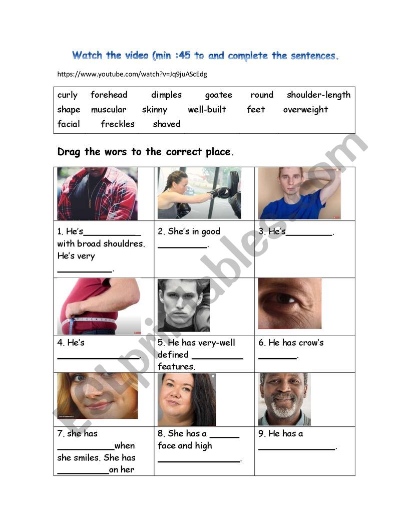 Describing people worksheet