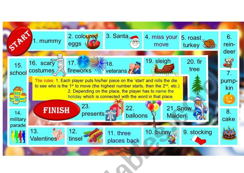 Holidays worksheet