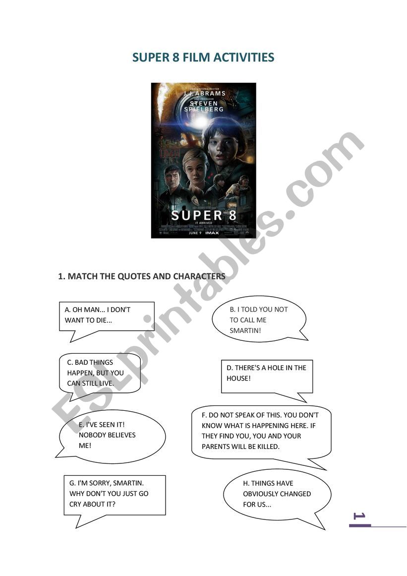 SUPER8 FILM WORKSHEET worksheet