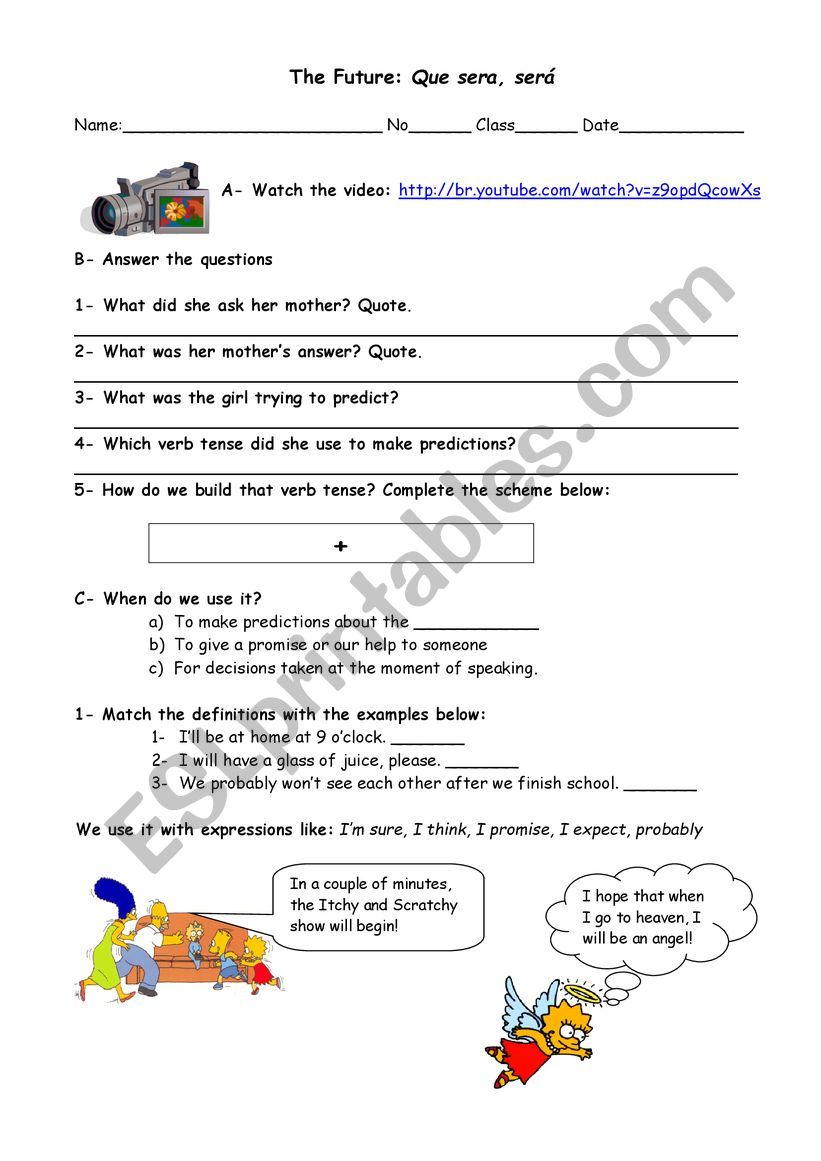 future simple worksheet