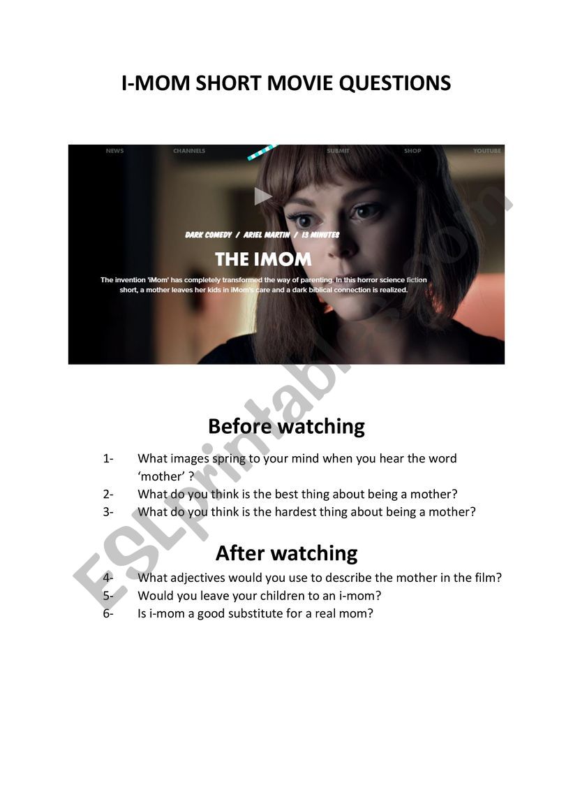 I-mom short movie worksheet