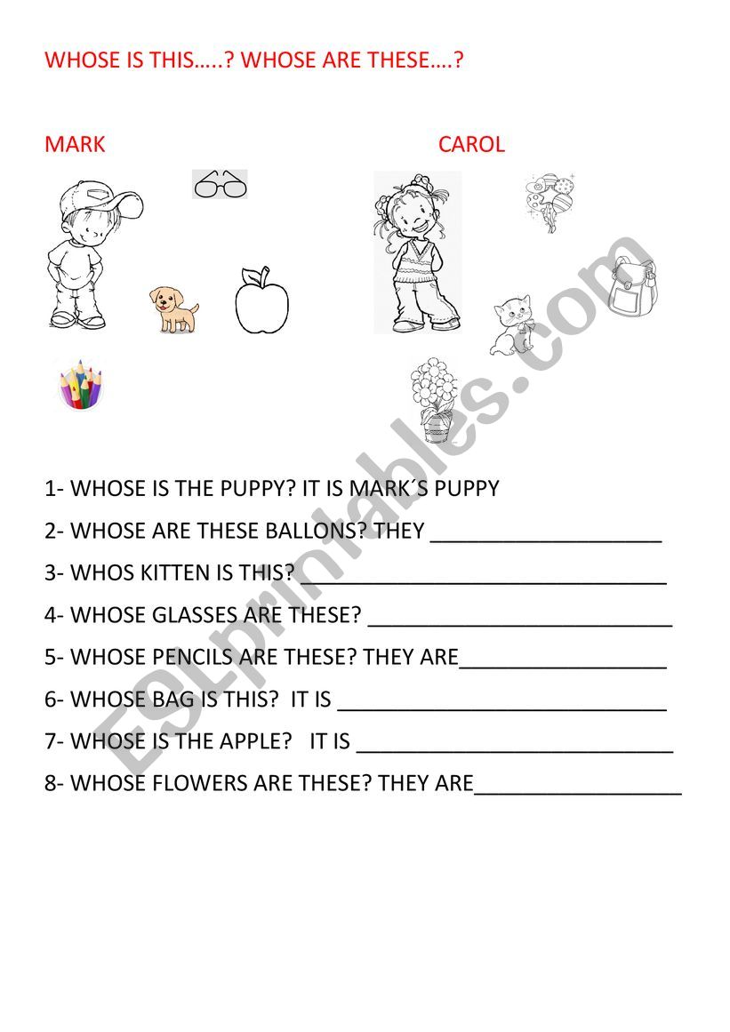 Whose is this/ are these...? worksheet