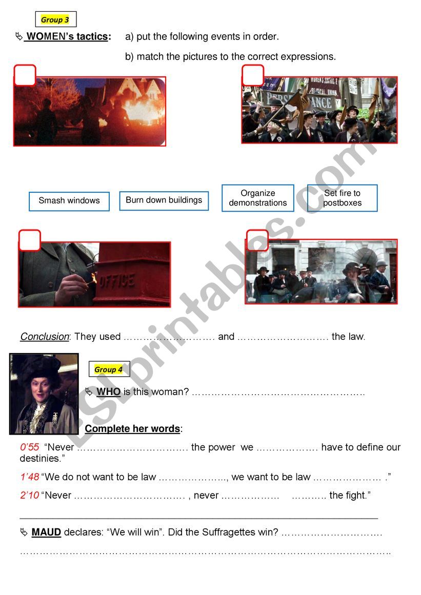 Suffragette Trailer Part 2  worksheet