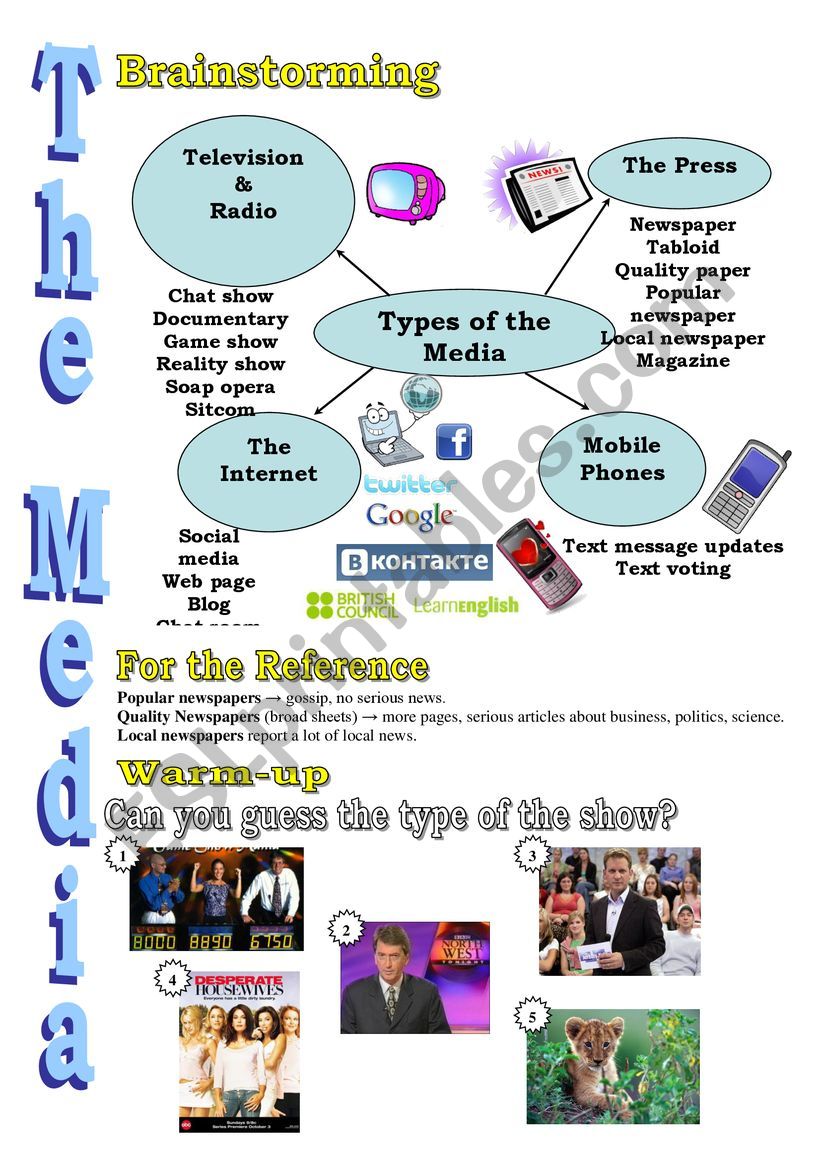 THE MEDIA worksheet