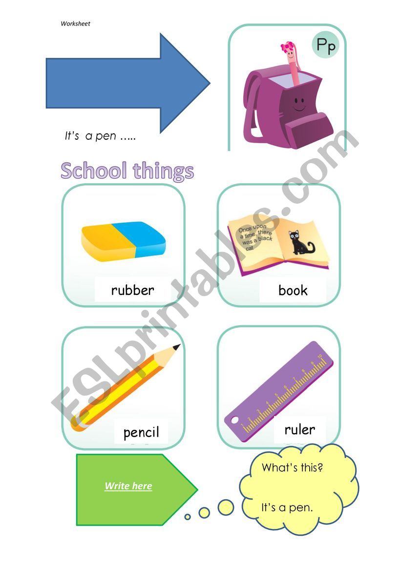 school supplies worksheet