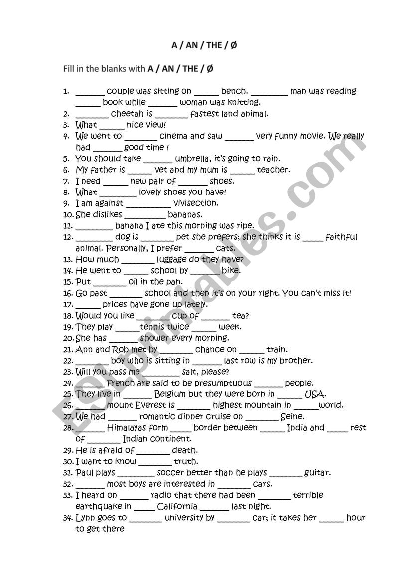 The Article worksheet