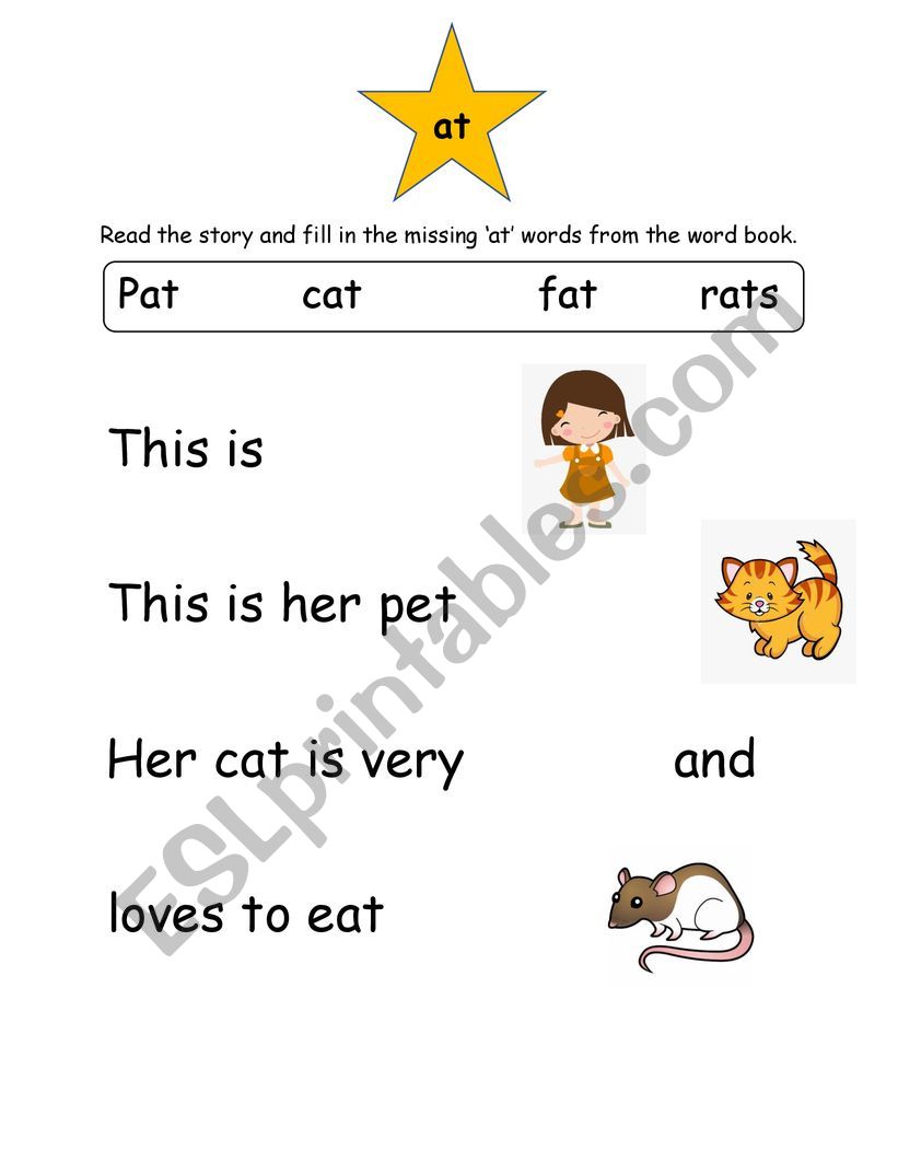 Diagraph �at� Word Family Revision Worksheet