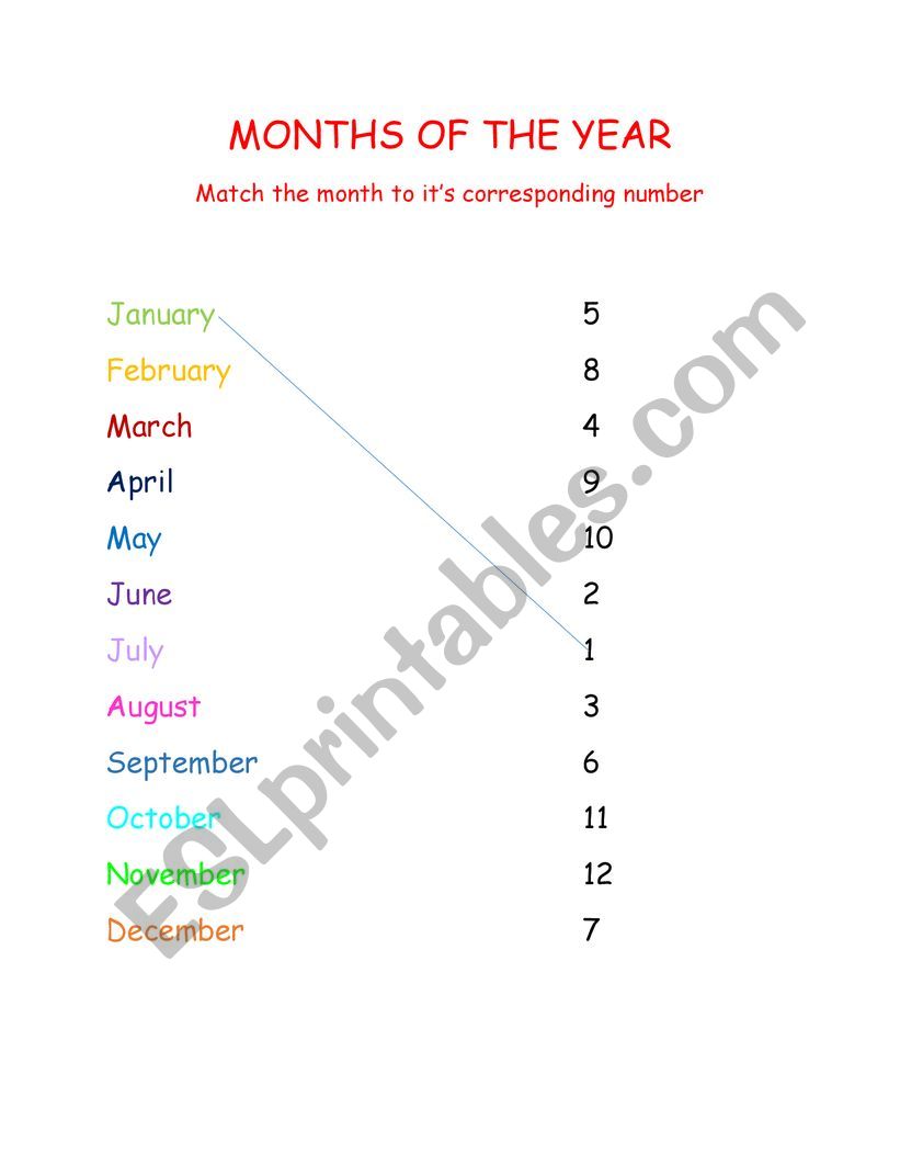 Months of The Year worksheet