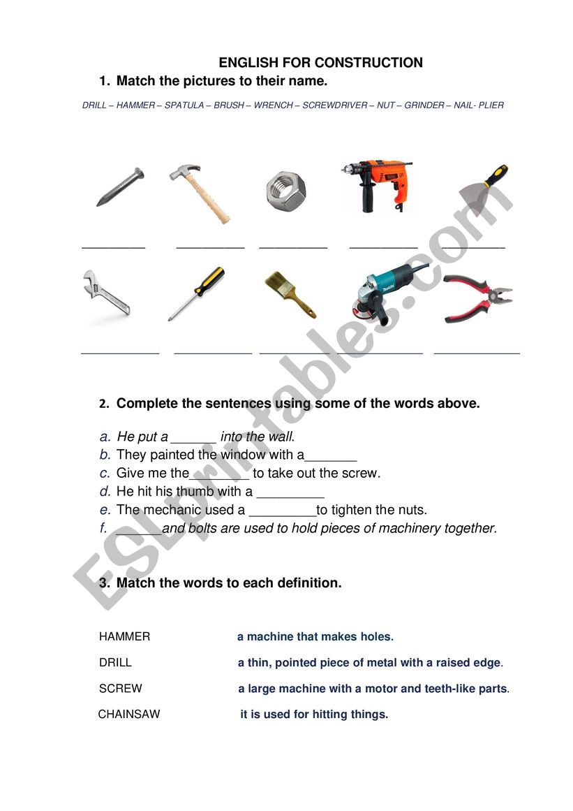 construction vocabulary and definitions