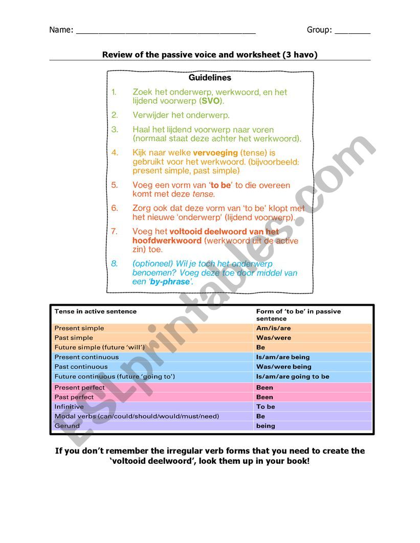 Passive voice workheet worksheet