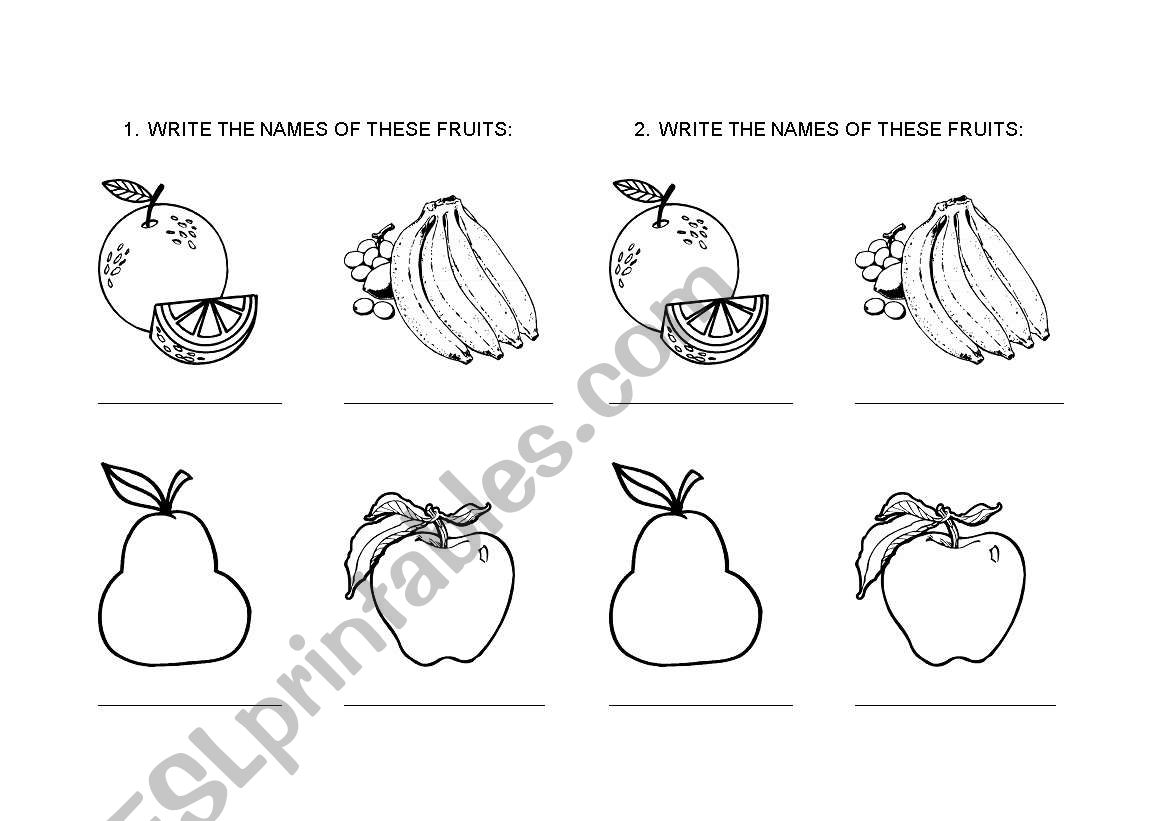 Fruits worksheet