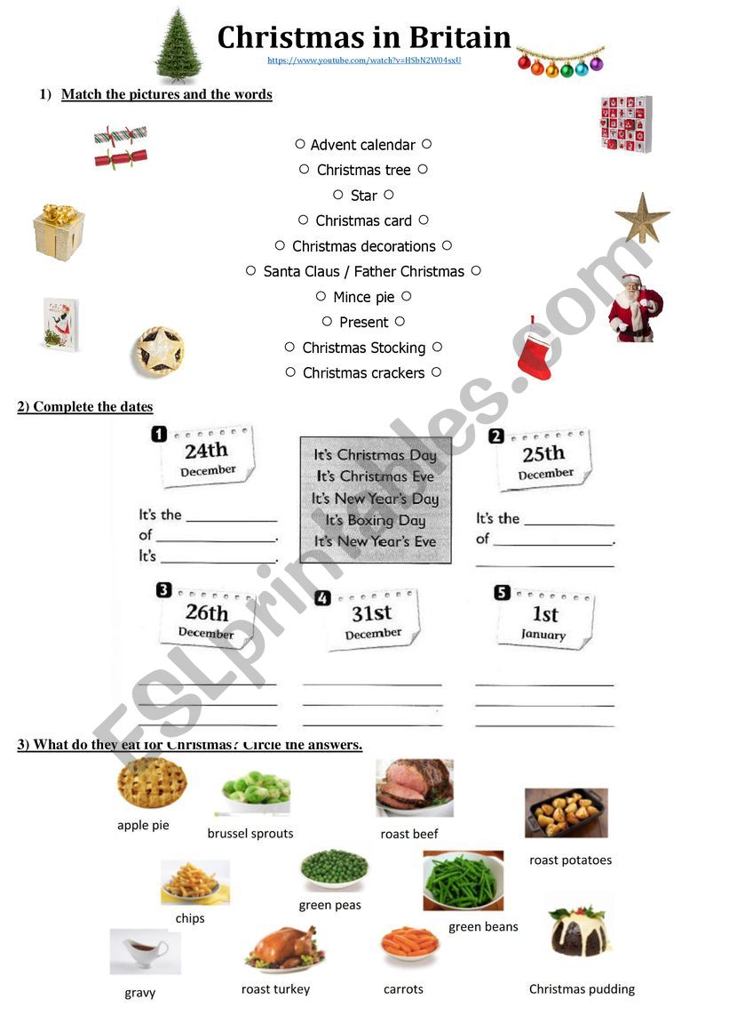 Christmas in Britain (video) worksheet