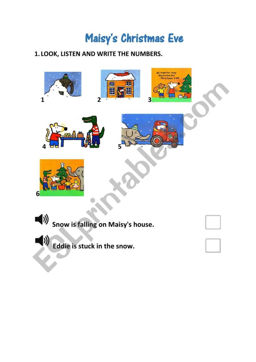 Maisy�s Christmas Eve worksheet