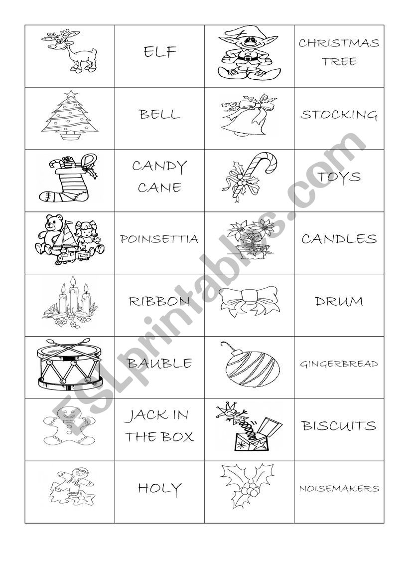 Christmas dominoes worksheet