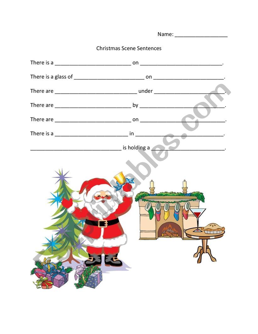 Christmas Scene Sentences worksheet