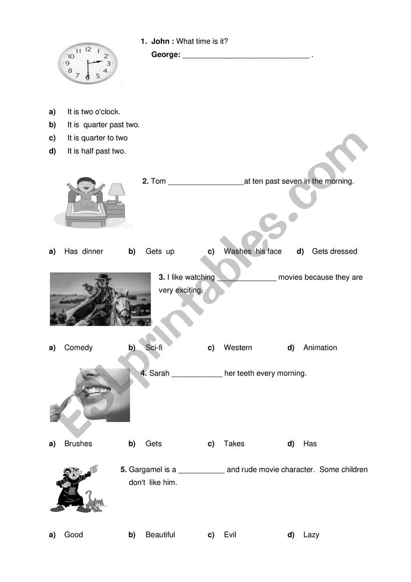 English quiz  worksheet