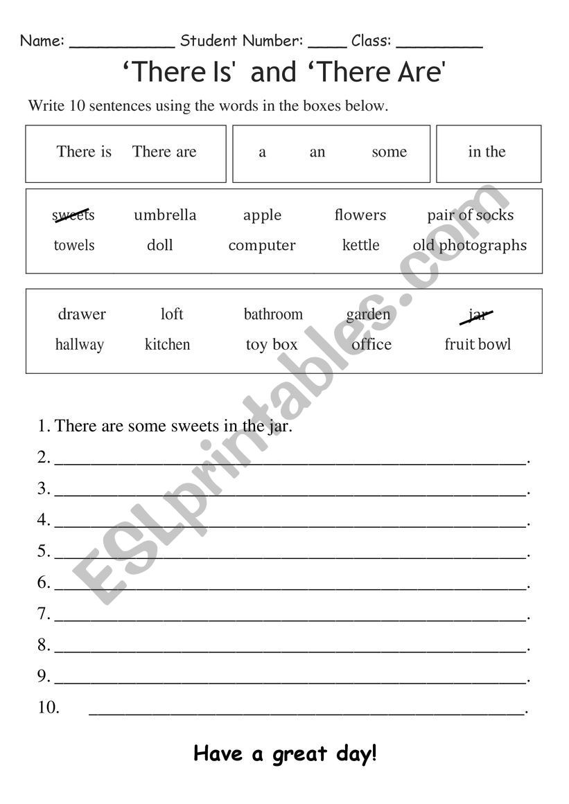 There is, There are worksheet