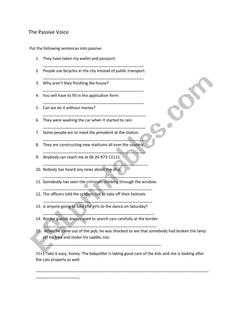 Passive Voice Practice worksheet