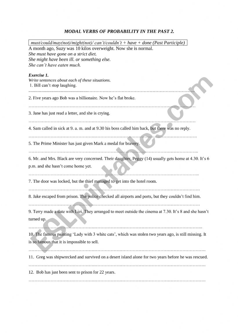 MODAL VERBS OF PROBABILITY IN THE PAST 2 ESL Worksheet By Hangol t 