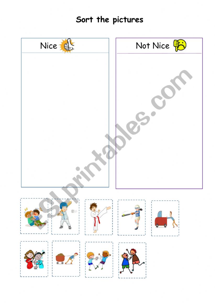 Nice Or Not nice Worksheet worksheet