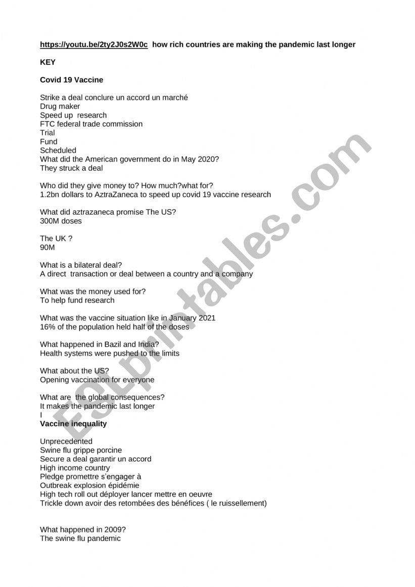 covid vaccine worksheet