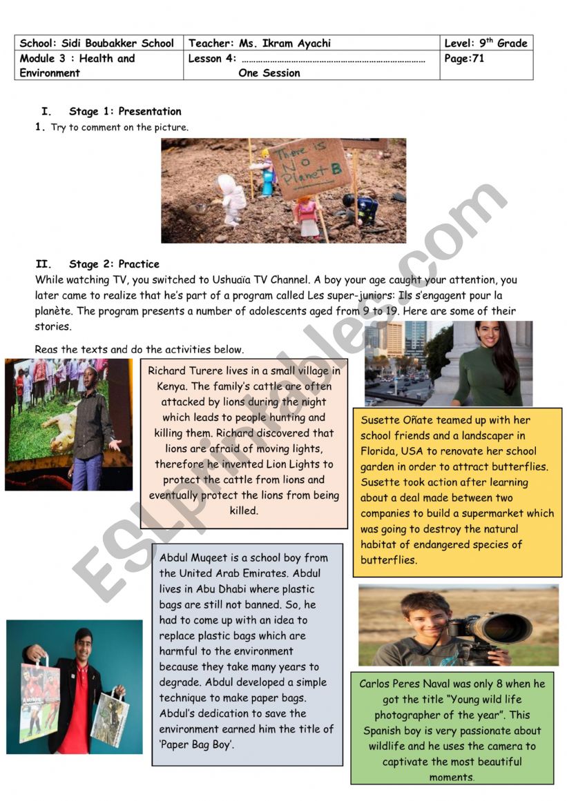 9th Grade Module 3 Lesson N° 4 Save The Earth Esl Worksheet By English Teacher 24