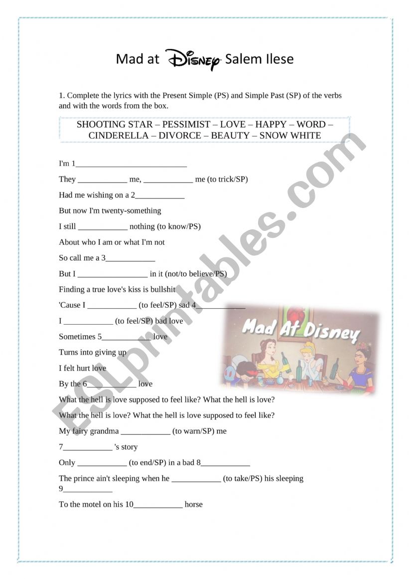 Mad at Disney Salem Ilese Worksheet 