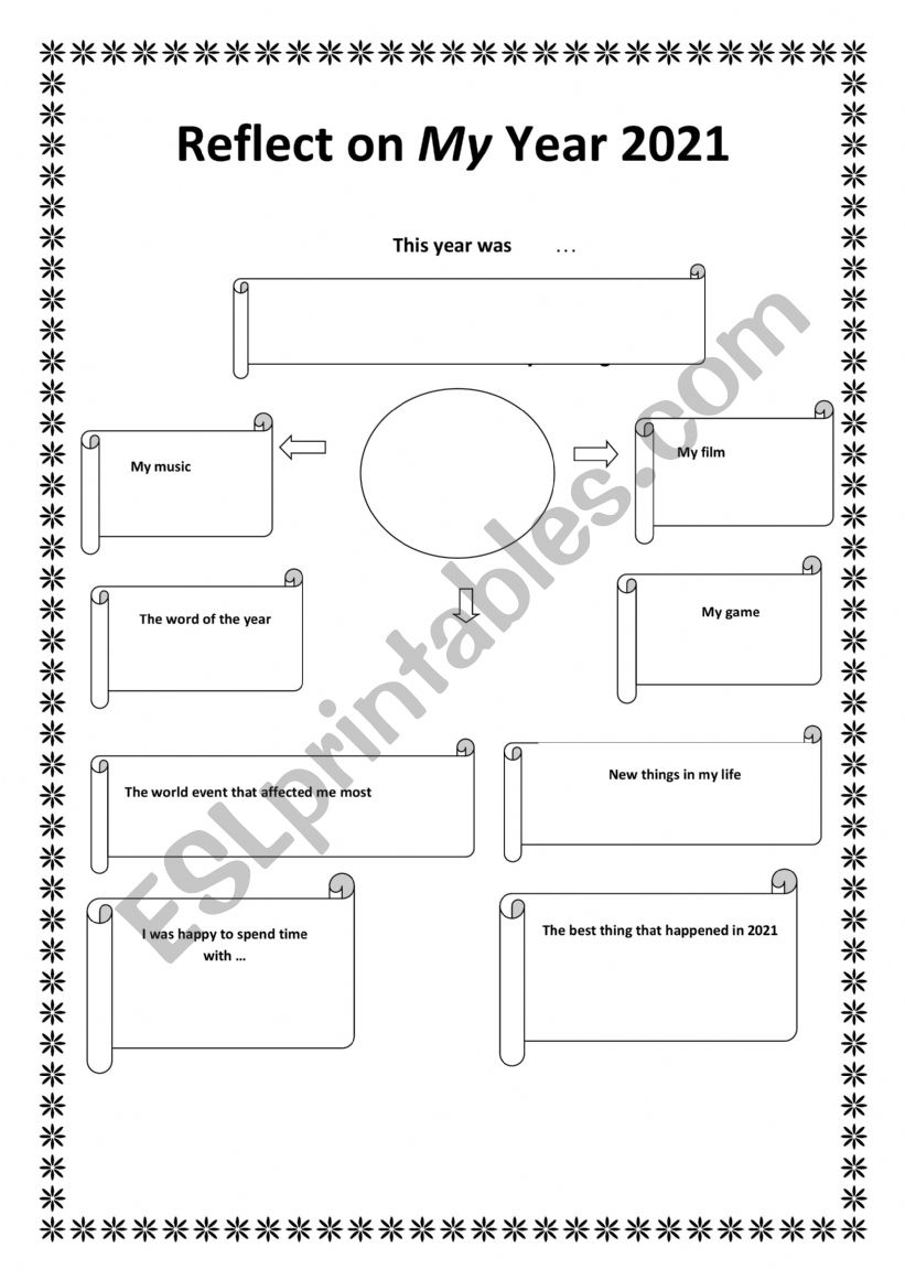 Reflect on my year 2021 worksheet