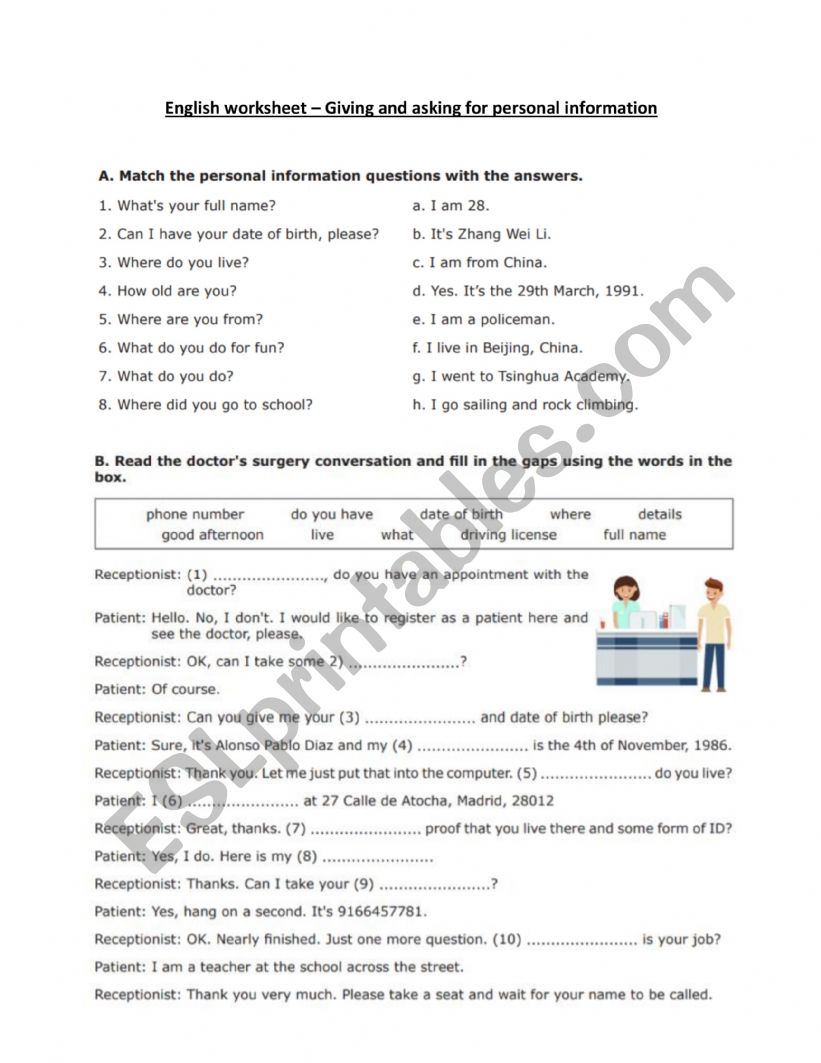 Persona linformation activity 