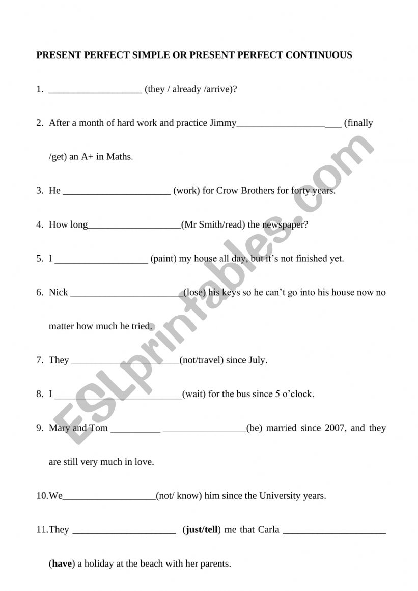 present perfect simple or continuous