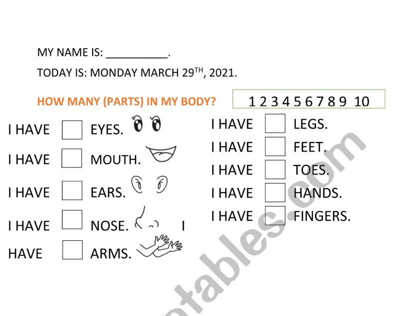 how-many-body-parts-do-i-have-esl-worksheet-by-regicu