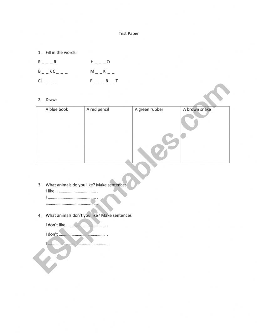 Test worksheet