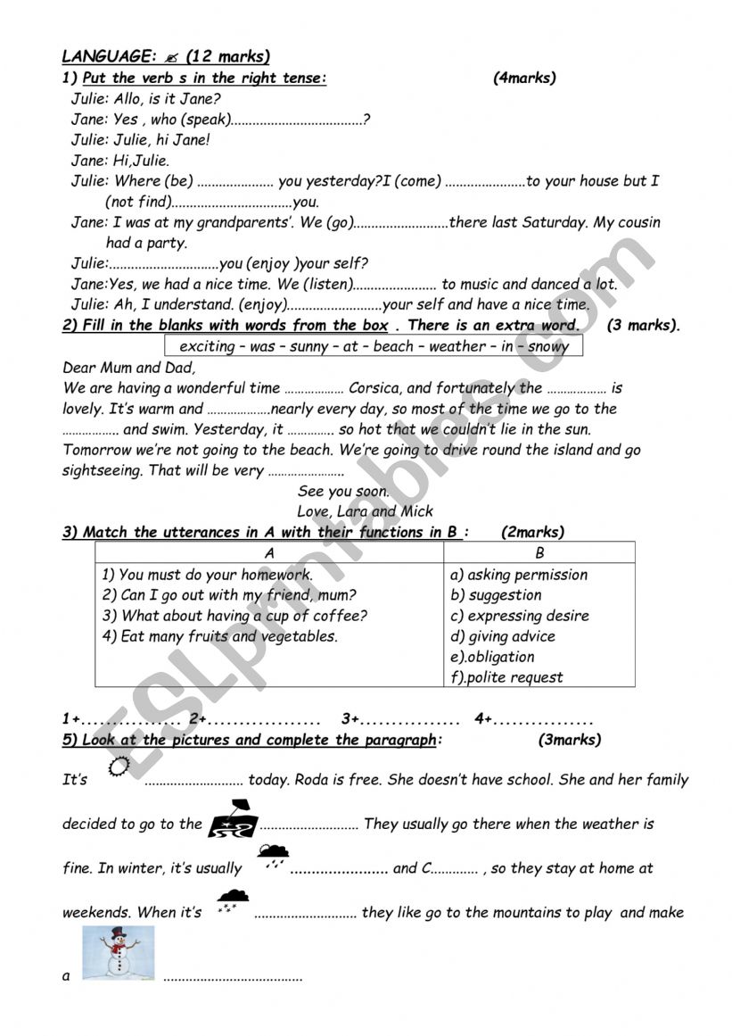 mid  term test  n 3  7th form 