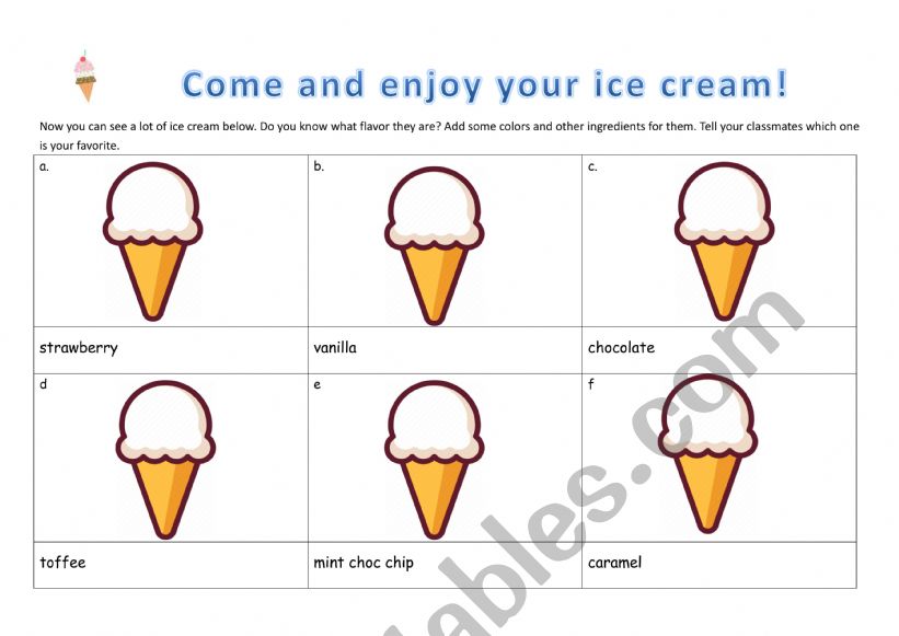 ice cream  worksheet