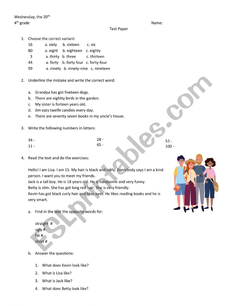 Test Paper  worksheet