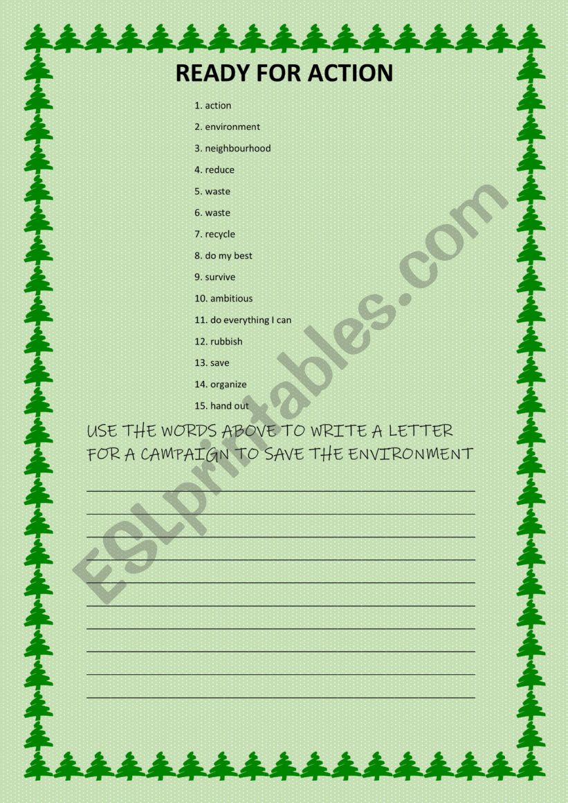 environment worksheet