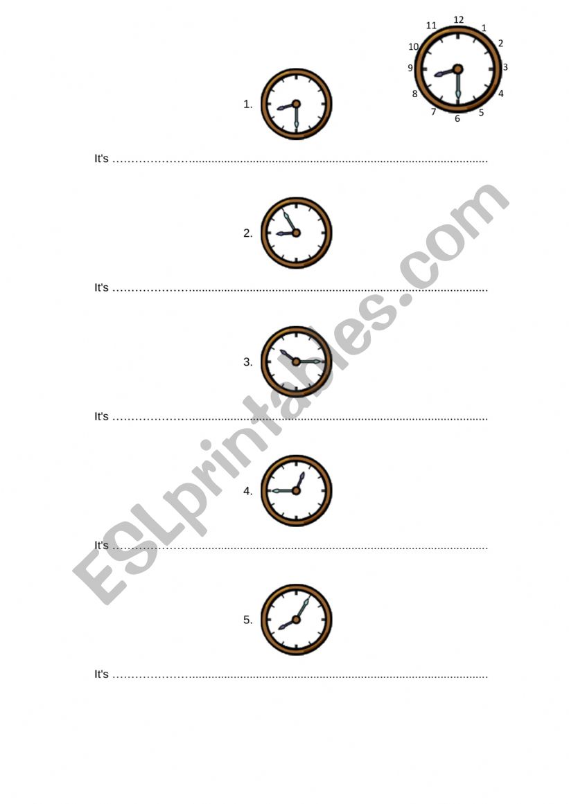 Clock exercise worksheet