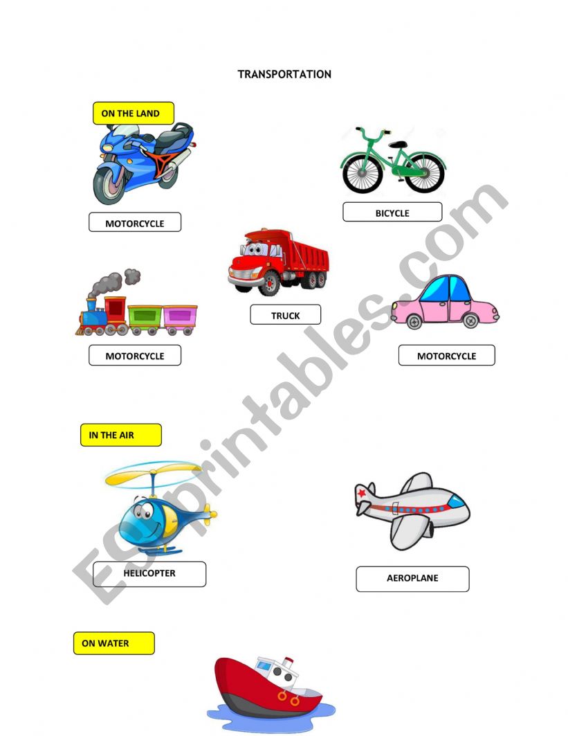 TRANSPORTATION worksheet