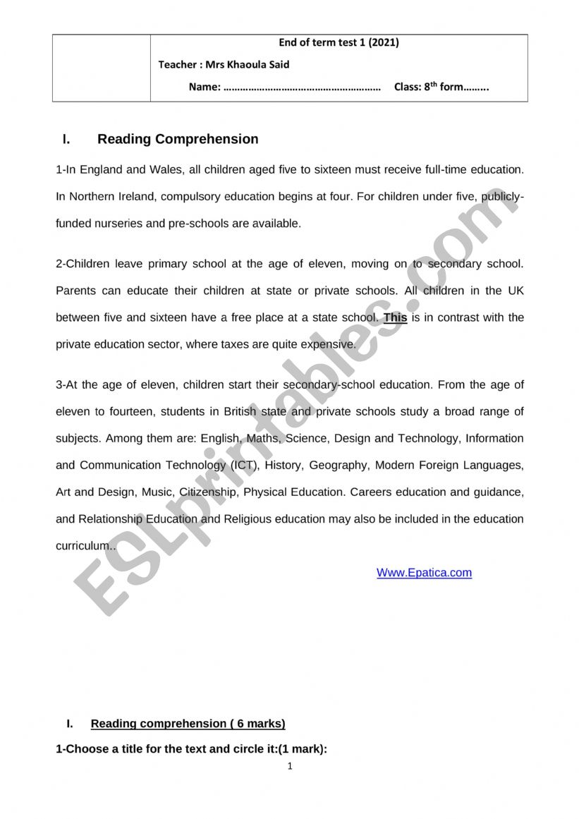 end-of-term-test-1-8th-form-esl-worksheet-by-aziz2020