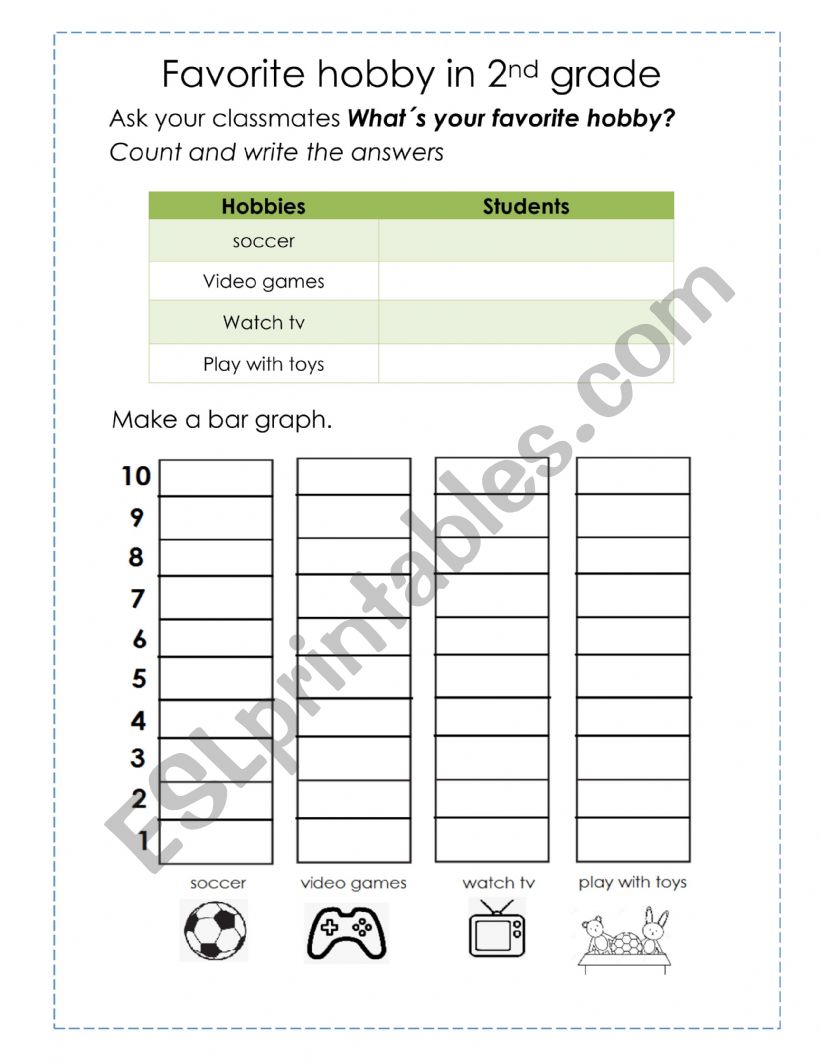 Favorite hobby worksheet