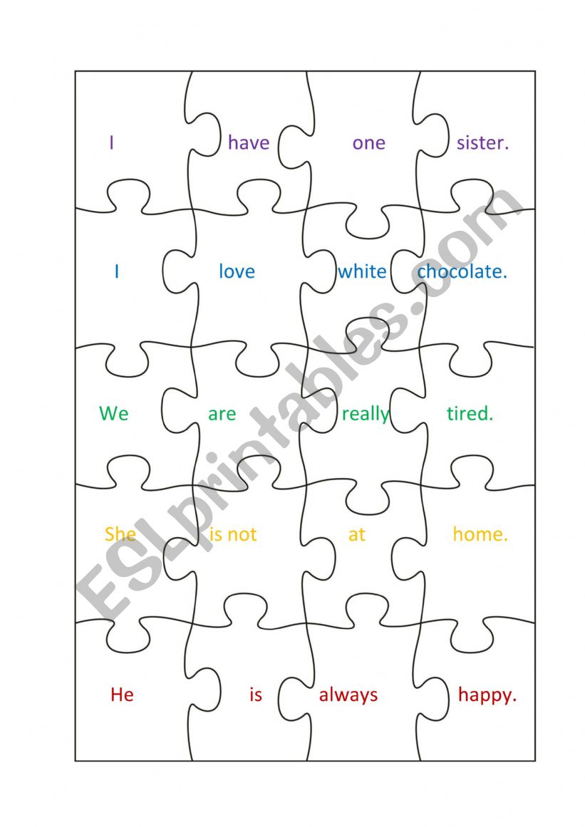 Puzzle sentences worksheet