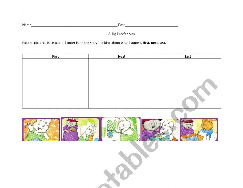 Sequencing  worksheet