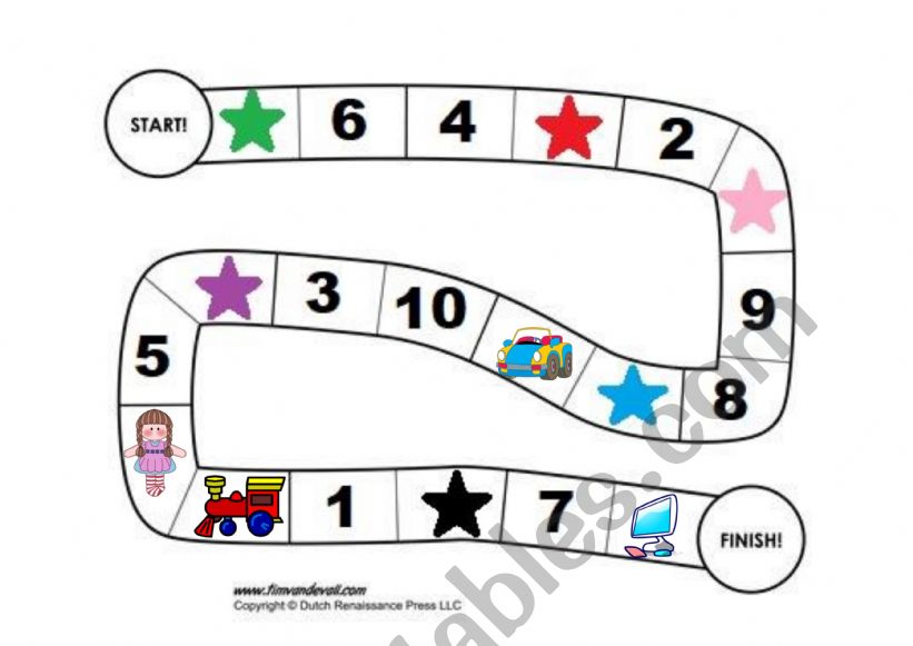 Colours, numbers and toys boardgame