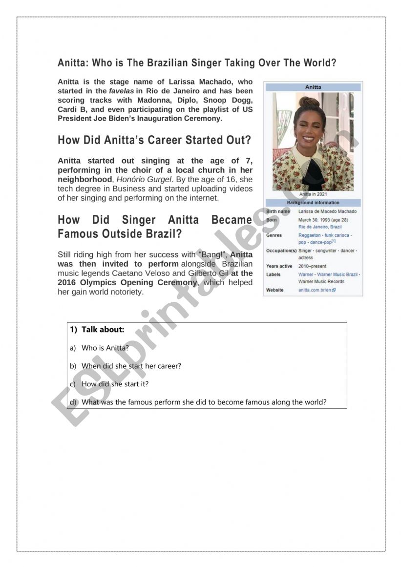 Anitta worksheet