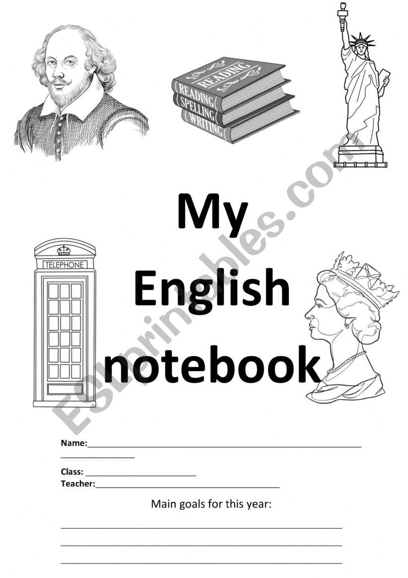 ESL notebook cover worksheet