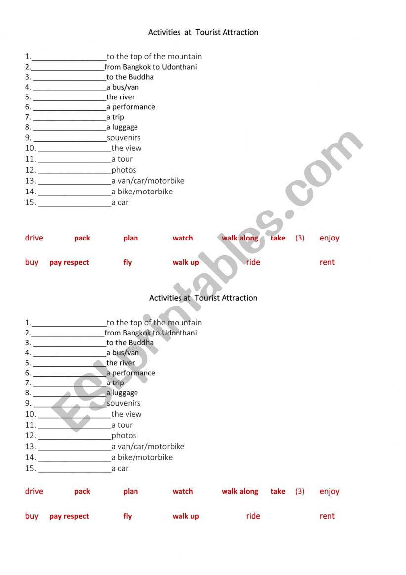 Activity worksheet