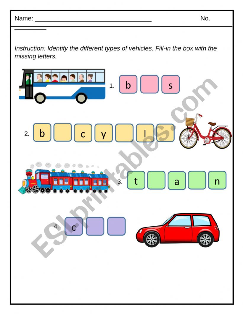 Transportation worksheet