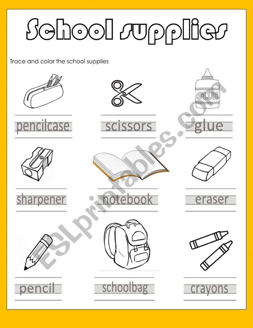 School Supplies ESL Worksheet By Angequela