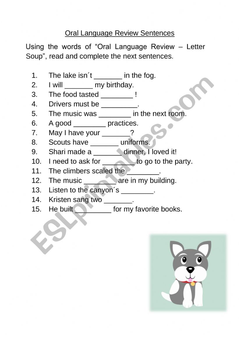 Oral Language practice worksheet