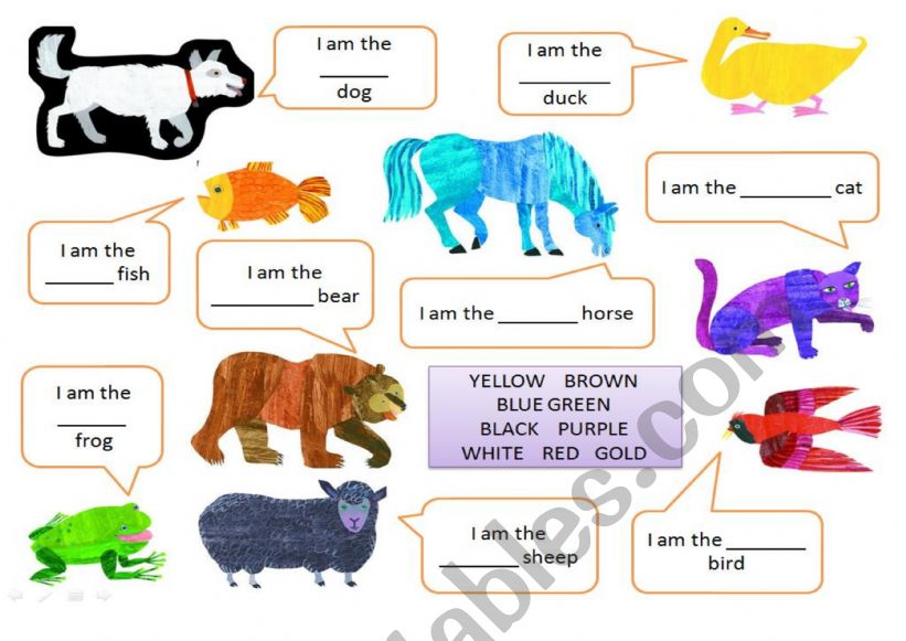 Brown bear color match worksheet